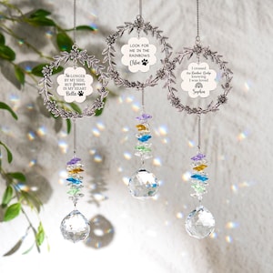 Puente arcoíris personalizado con nombre de mascota, atrapasol de cristal, regalo conmemorativo para mascotas, regalo de condolencias para mascotas, regalo por la pérdida de una mascota, marcador de tumba para mascotas, pérdida de un perro