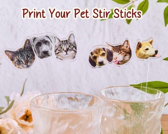 Custom Drink Stirrers,Wedding Drink Stick Stirrer,Dog/Cat/Pet Face, Watercolor Acrylic Cocktail Stirrers,Wedding Swizzle,Pet Christmas gifts