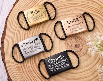 Silent Dog Tag, Dog Tags For Dogs Personalized,  Slide On Dog Collar Tag, Pet Name Tags, Dog ID Tag, Custom Dog Collar Tag Silent, New Puppy