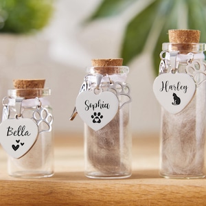 Custom Pet fur keepsake,Pet memorial jar,Loss of pet,Personalized glass jar memorial,dog cat pet remembrance,Rainbow bridge pet,Pet Gifts