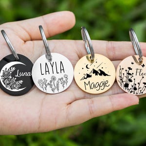 Personalised Dog Tag,Engraved Dog Name Tag,Custom Pet ID Tag,Cat Name Tag,Cat ID Tag,Puppy Tag,New Puppy Gift,Rose Gold Black Silver Dog Tag