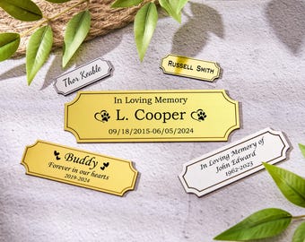 Personalized Engraved Brass Plate Custom Name Plate Pet Memorial Label Name Tag Name ID plate Project brass plaque Picture frame label