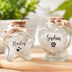 Custom Pet Fur Memorial Jar,Personalized Glass Jar Memorial,Pet Fur Keepsake,Pet Loss Gift,Dog Cat Remembrance Gift, Rainbow Bridge Pet