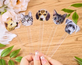 Custom your dog/cat pet stir sticks,Single-sided Signature Drink,Wedding Pet Stir Sticks,Watercolor Acrylic Stirrers,Face Photo Stir Stick