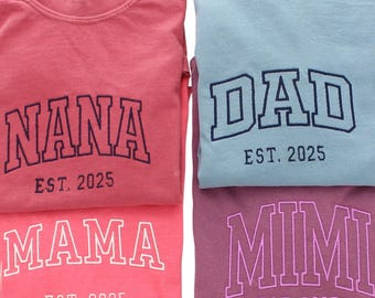 Custom Embroidered Mama Comfort Colors T-Shirt: Personalized Family Gift