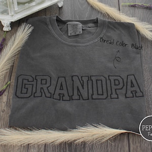 Pepper Color Custom Comfort Colors Embroidered Grandpa Tshirt