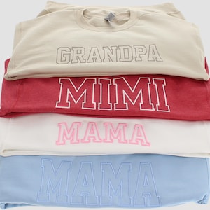 Embroidered Family Sweatshirt: Personalized Mama, Mimi, Grandpa Crewneck