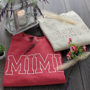 Embroidered Mama Sweatshirt® Grandma Shirt, Custom Gigi Shirt, Gift for Grandma, New Grandma Gift, Embroidered Varsity Shirt, College Block
