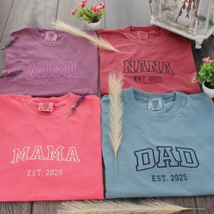 Embroidered Mama Shirt: Comfort Colors, Varsity Font, New Mom Gift