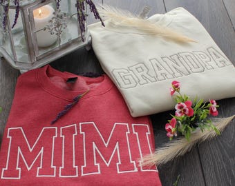 Embroidered Mama Sweatshirt® Grandma Shirt, Gigi Shirt, Gift for Grandma, Nana Shirt, New Grandma Gift, Embroidered Grandma, College Block