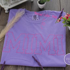 Pepper Color Custom Comfort Colors Embroidered Mimi Tshirt