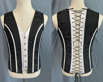 Men Corset Vest,Male Lace-up Corset Top Vest for Wedding/Prom/Event,Slimming Waistcoat for Men