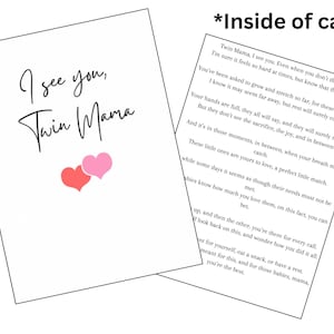 Carte imprimable pour nouvelle maman jumelle. Poème sur une mère jumelle. Téléchargement numérique. Cadeau pour une mère de vrais jumeaux. Carte de soutien post-partum. 8,5 x 5,5