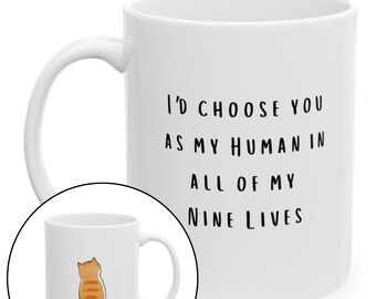 Funny pet Mug, cat mom or dad coffee cup, Ceramic (11oz). Unique Gift for cat lover. Cute gift from pet.