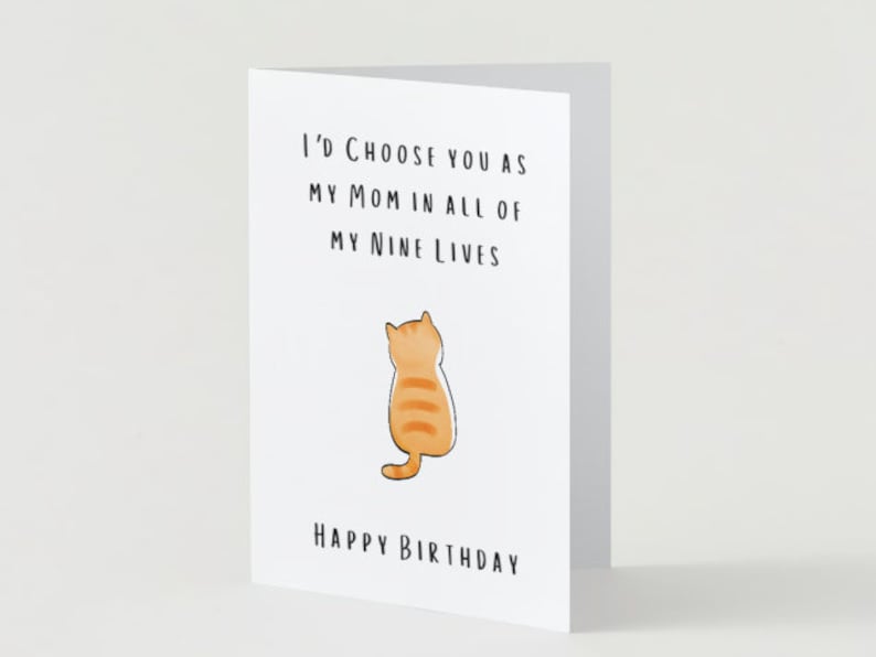 Printable Birthday Card From Cat. Happy Birthday From Cat. Cat Mom ...