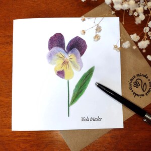 Purple Flower Card, Flower Greetings Card, Spring Flowers Card, Hand Drawn Nature Card, Nature Notecard, Flower Design, Flower Lover