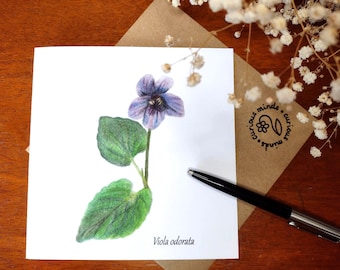 スウィートバイオレットの花のグリーティングカード：環境に優しい野花のメッセージカード