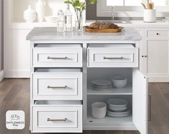 Kitchen Island with Faux Marble Top, kitchen decor