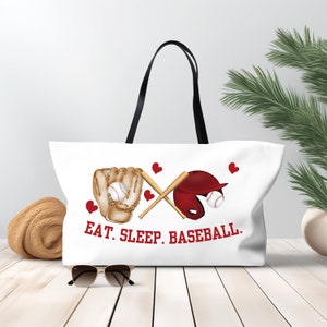 Baseball Weekender Tragetasche Eat Sleep Baseball Tragetasche Baseball Tasche Spieltag Baseball Tasche Geschenk für Mama Niedliche Baseball-Tasche Tragetasche für Mama