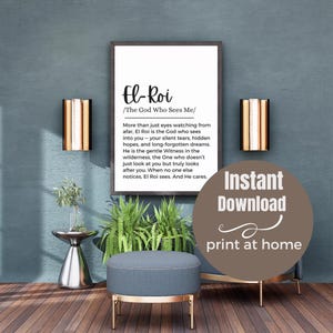 El Roi Definition Wall Art Printable Christian Bible Name of God Decor He Sees Me Minimalist Scripture Print Faith-Based Digital Download