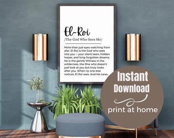 El Roi-definitieprint: christelijke bijbelse naam van God, minimalistische geschriften (digitale download)