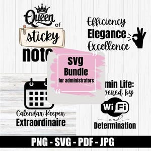 Administrators svg Bundle Set of 4 Admin Svg Virtual Assistant SVG Administrative Assistant svg Productivity SVG Art Admin T-shirt Files