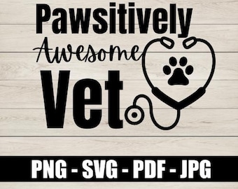 Fichier SVG vétérinaire | Empreinte de patte de stéthoscope (téléchargement numérique