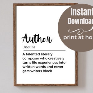 Autor Lustig Definition digitaler Download Job Arbeit Geschenk Wand Kunst Druck Druckbare Digital Download Lustig Autor Büro Wand Rahmen Buch Schriftsteller