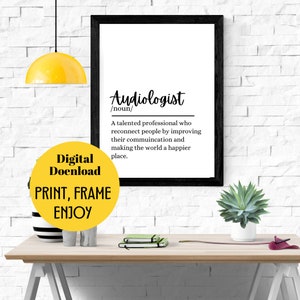 Audiologist Funny Definition digital Download Job Work Gift Wall Art Print Printable Digital Download Funny Audiology office wall frame
