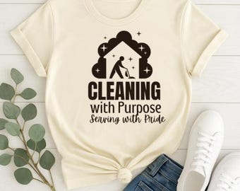 Cleaner svg Cleaning with Purpose Serving with Pride svg Professional Cleaning Quote Cleaning Lady T-Shirt Design Janitor svg png Cut File