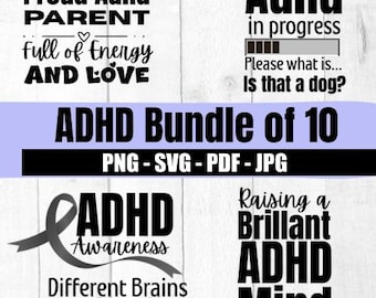 Funny ADHD Quotes SVG Bundle: Mental Health Awareness (Digital Download)