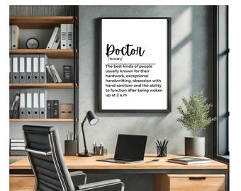 Dokterdefinitieprint: medische kantoormuurkunst (digitale download)