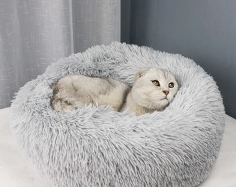 Lit en peluche pour animaux de compagnie, Super doux, confortable, chaud, tapis de couchage rond, moelleux, lavable, canapé, maison