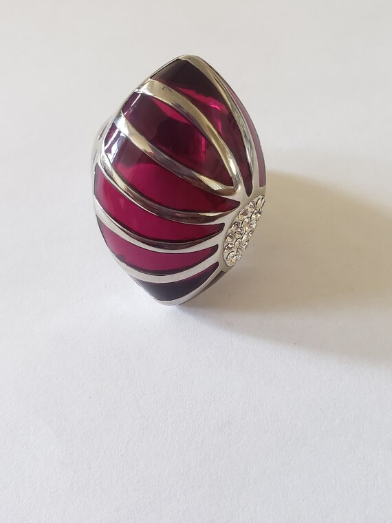 Purple Glass and Silver Statement Ring, vintage j… - image 3