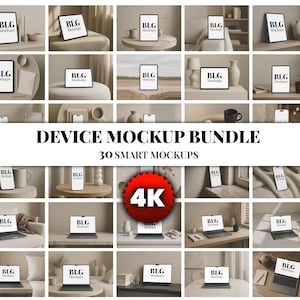 30 Aesthetic Digital Product Device Mockups: MacBook Air Mockup, iPhone 16, iPad, Computer Screen, Website,  Laptop, Tablet, Device Mockups
