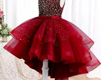 Red Carnival Ball Fluffy, Sparkling Embroidered  pageant, wedding, Birthday party dress