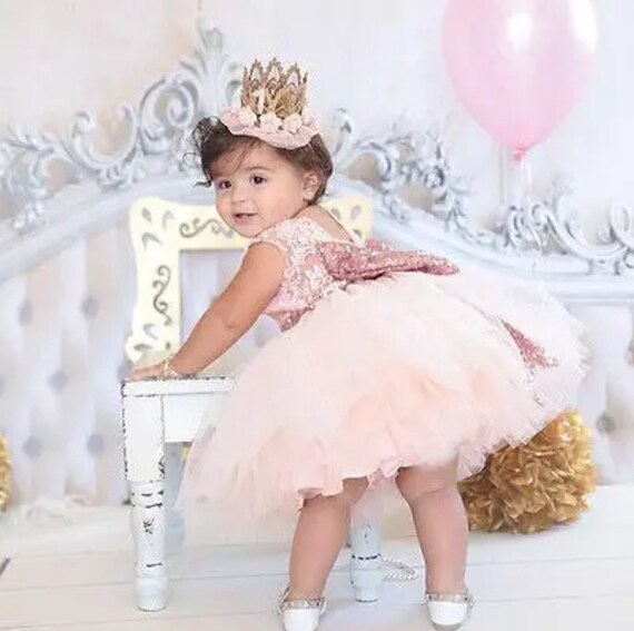 Princess Kids Baby Girl Bow Knot PINK Sequins Lace Sheer Sleevless Mini Festival Dress Size 0 3 Months Etsy Canada