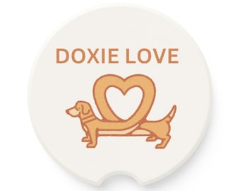 Dachshund Car Coaster: Absorbent Soapstone Doxie Mom Gift