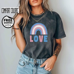 Trans Rainbow Love T-Shirt: LGBT Pride Apparel, 100% US Cotton