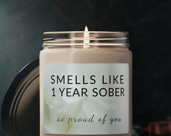 Sobriety Gift, 1 Year Sober Candle: AA NA Recovery Anniversary Gift