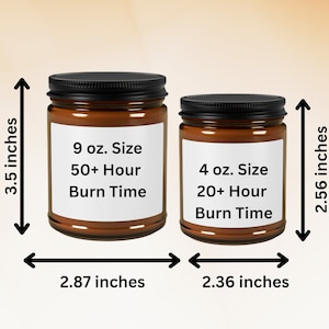 Tabela de tamanhos de velas de cera de soja, tabela de tamanhos de velas de cera de soja Printify (vários tamanhos, jarra âmbar), 9 oz. e 4 oz., download digital para listagem no Etsy