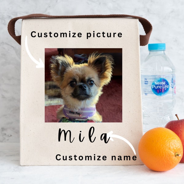 Cute Custom Lunch Bag, Canvas Lunch Bag, Personalized picture and name lunch bag, Lunch Bags Box Personalized Picture