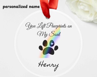 Personalized Dog Memorial Ornament: Rainbow Bridge Pet Loss Gift