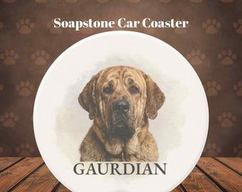 Spanish Mastiff Soapstone Car Coaster, Dog Lover Pet Decor, Cup Holder Accessory