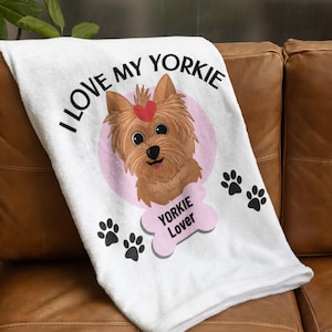 Yorkie Blanket, Yorkie Lover Gift, Cozy Dog Blanket, Yorkie Throw Blanker, Pet Owner Bedding, Yorkie Mom Birthday Gift