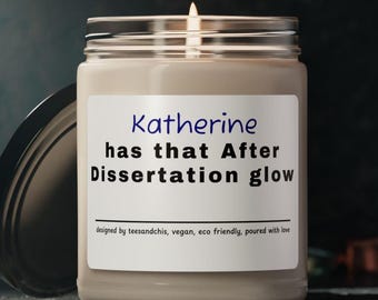Personalized PhD Graduation Candle: Custom Name Doctorate Gift, Soy Wax Candle