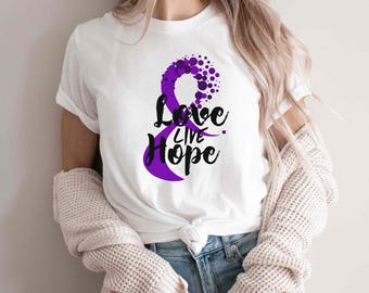 Fibromyalgia Awareness T-Shirt: Purple Ribbon Support Tee