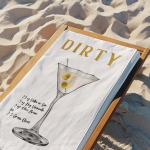 Dirty Martini Beach Towel: Cocktail Recipe Cotton-Polyester Blend