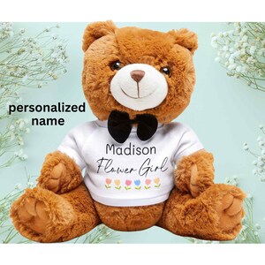 Flower Girl Proposal, Custom Name Flower Girl Proposal, Flower Girl Teddy Bear Gift, Custom Flower Girl Gift