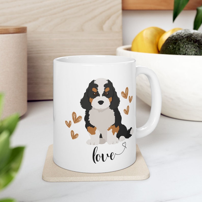Bernedoodle Mug 11oz or 15oz, Ceramic Coffee Mug Gift Idea for